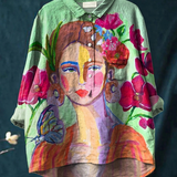 Annemarie | Casual Women's T-Shirt with Portrait in Oil Painting Style