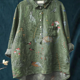 Lilli | Casual Women's Blouse with Forest and Animal Motif