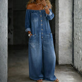 Isabella - Long Sleeve Jumpsuit with Exposed Shoulders