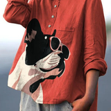 Dagmar | Casual T-Shirt with Decorative French Bulldog Motif