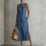 Cristina - Denim Dress with Retro Lace