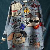 Lina | Casual T-Shirt with Cute Dog Art