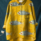 Wiebke | Casual T-Shirt with Vintage Fish Art