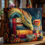Handmade Bag - Dragon Reader of Books and Mugs