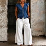 Matilde - Denim Top with V-Neck