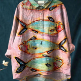 Lara | Casual Women's T-Shirt with Vintage Fish Art