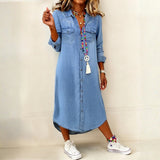 Greta - Elegant and Casual Denim Shirt Dress
