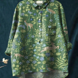 Emilia | Casual T-Shirt with Vintage Floral and Animal Design