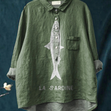Edeltraud | Casual T-Shirt with Sardine Print