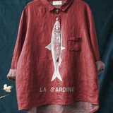 Edeltraud | Casual T-Shirt with Sardine Print