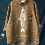 Edeltraud | Casual T-Shirt with Sardine Print