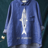 Edeltraud | Casual T-Shirt with Sardine Print