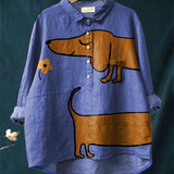 Frieda | Casual Blouse with Artistic Dachshund Print