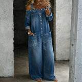 Barbara - Denim Overalls with Exposed Shoulders