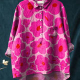 Rieke | Casual Women's Blouse with Bright Pink Floral Design