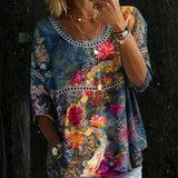 Simona - Vintage Floral Denim Shirt