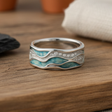 Turquoise Wave Ring in Silver