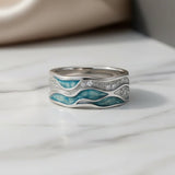 Turquoise Wave Ring in Silver