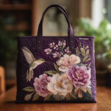 Quilted Handmade Bag - Hummingbirds and Orchids