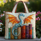 Padded Tote Bag - Emerald Dragon Guardian of Books
