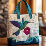 Padded Tote Bag - Hummingbird and White Flower