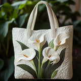 Quilted Handmade Bag - White Lilies