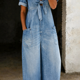 Sofia - Short Sleeve Jumpsuit with V-Neck