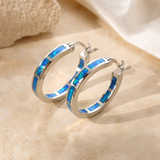 Stylish Circular Earrings with Blue Fire Opal