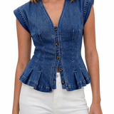 Matilde - Denim Top with V-Neck