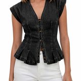 Matilde - Denim Top with V-Neck