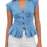 Matilde - Denim Top with V-Neck