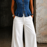 Matilde - Denim Top with V-Neck