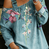 Sara - Denim Top with Exposed Shoulders