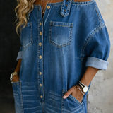Martina - Denim Jumpsuit with Straps and Exposed Shoulders