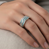 Turquoise Wave Ring in Silver