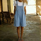 Federica - Short Denim Overall with a Soft Cotton Touch