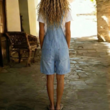 Federica - Short Denim Overall with a Soft Cotton Touch
