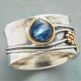 Vintage Blue Sapphire Ring Gold-Plated Silver