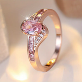 Golden Ring with Pink Crystal