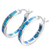 Stylish Circular Earrings with Blue Fire Opal