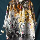 Elsa | Casual Blouse with Artistic Dog Motif