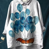 Nadine | Casual Blouse with Artistic Balloon and Dog Motif