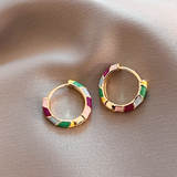 Elegant Earrings with Golden Enamel