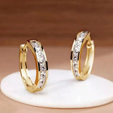 Stylish Golden and Crystal Hoops