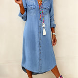Greta - Elegant and Casual Denim Shirt Dress