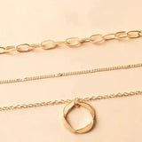 Classic Multi-Layered Gold Necklace with Pendant