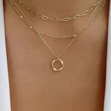 Classic Multi-Layered Gold Necklace with Pendant